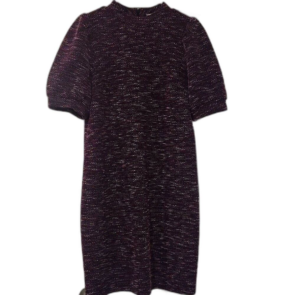 Ann Taylor Factory Tweed Sheath Dress Size 10 Pink Black White Knee Length